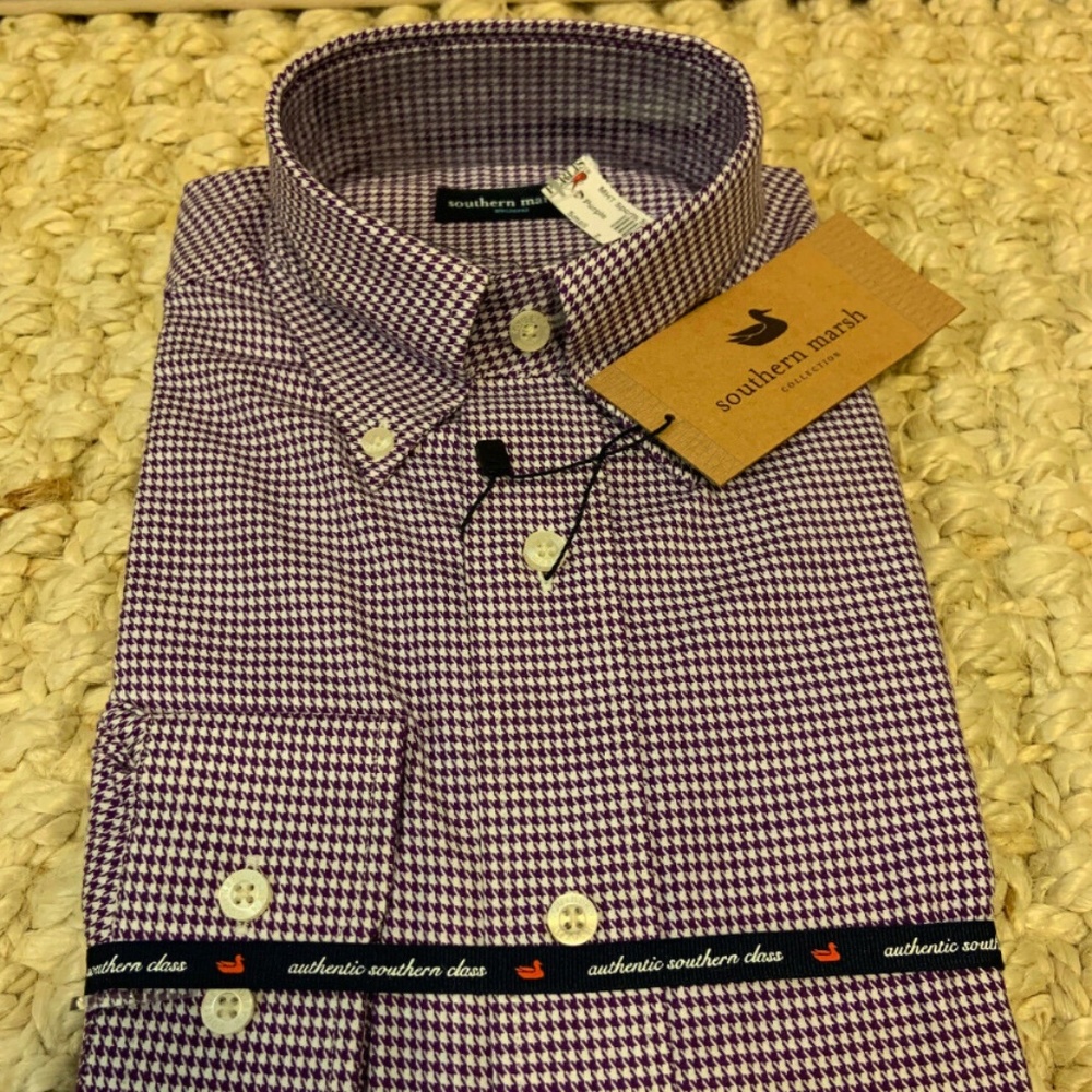 Southern Marsh - Men's Small - Mackenzie Houndstooth Purple Dress Shirt